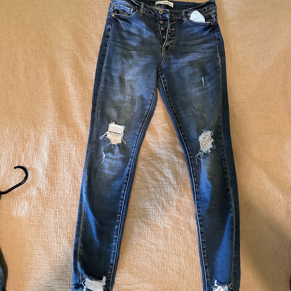 Zara Blue Skinny Jeans with Distressed Details